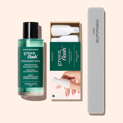 Duo Dissolvant Doux Green Flash™ &amp; Pinces de retrait